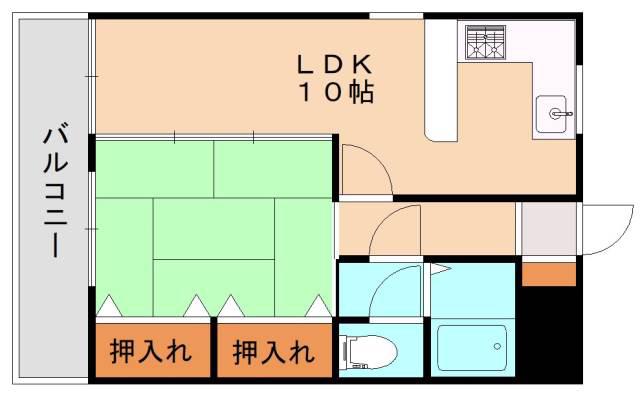 ヴァリエ大橋(1LDK/3階)の間取り写真
