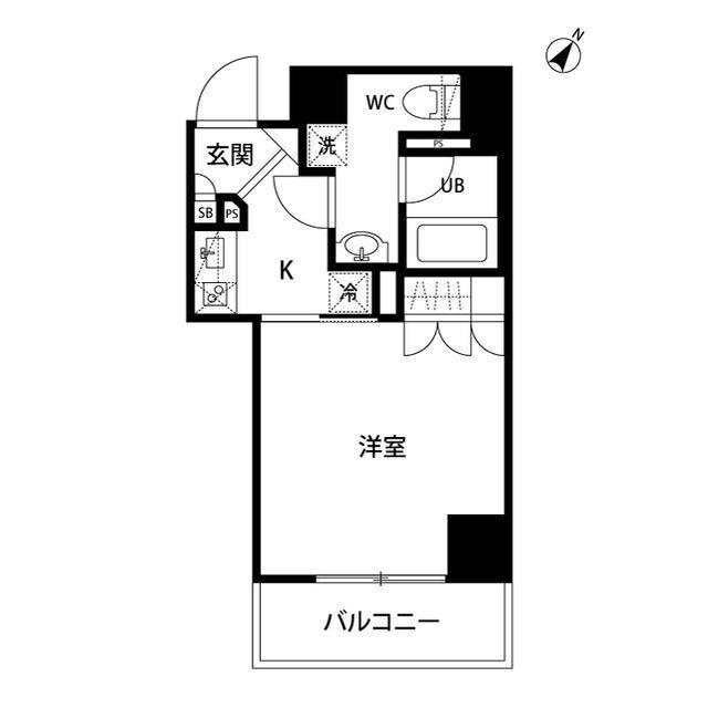 ボンナチュール入谷(1K/2階)の間取り写真