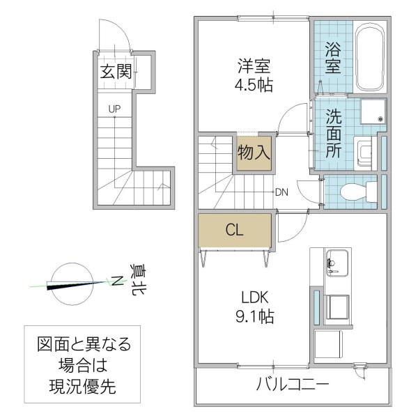 PALACIO A(1LDK/2階)の間取り写真