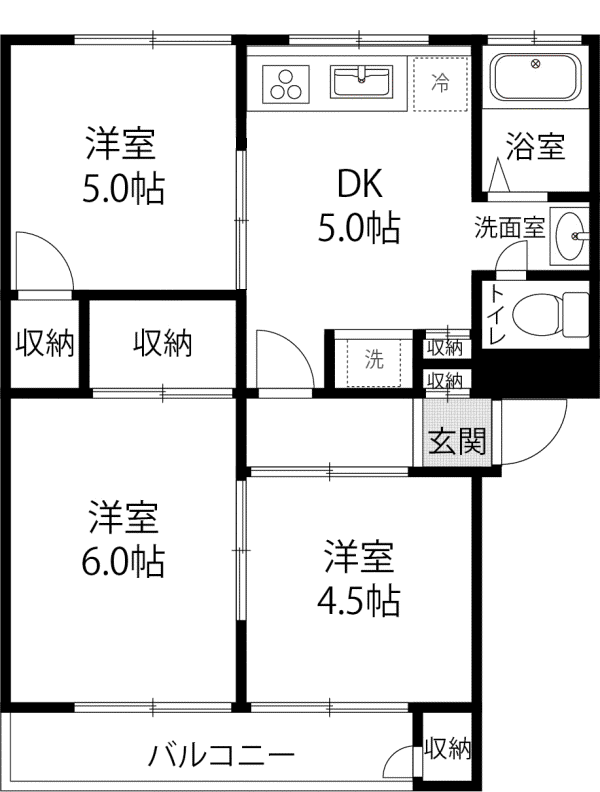 三好マンション(3DK/2階)の間取り写真