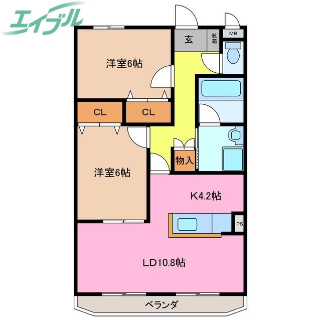 ハイツビオラ(2LDK/2階)の間取り写真