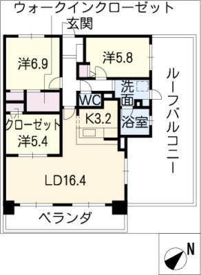 AXISHEIWAGAOKA(3LDK/6階)の間取り写真