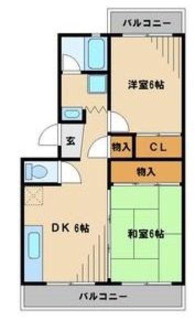 クレール18(2DK/3階)の間取り写真