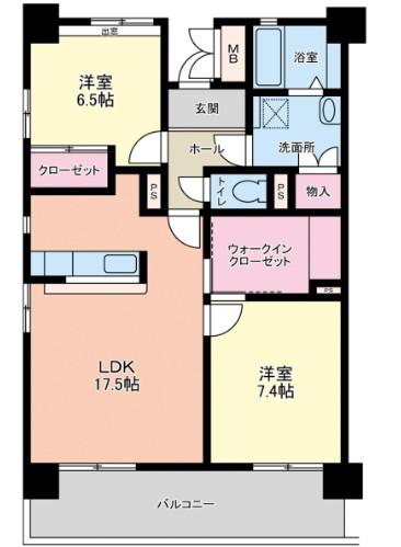 ルワージュ八幡駅前III(2LDK/5階)の間取り写真