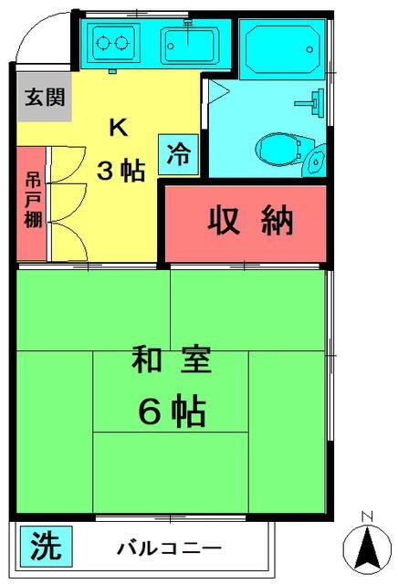 植田コーポ(1K/2階)の間取り写真