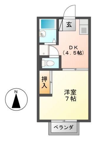 ランド 蘇原(1K/2階)の間取り写真