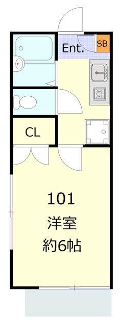 CASABUENA(1K/1階)の間取り写真