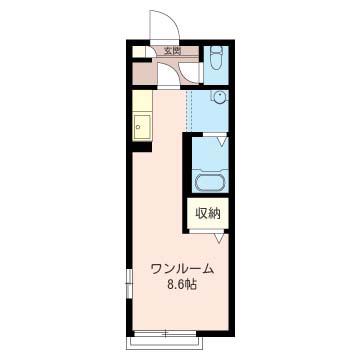 メルヘン(ワンルーム/2階)の間取り写真