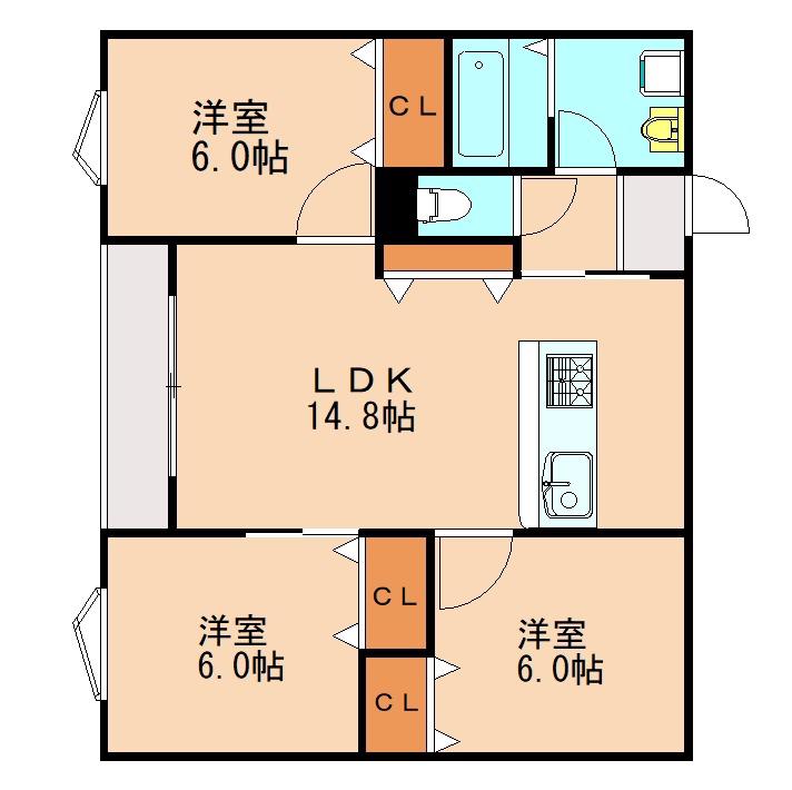 TAORMINA下府(3LDK/1階)の間取り写真