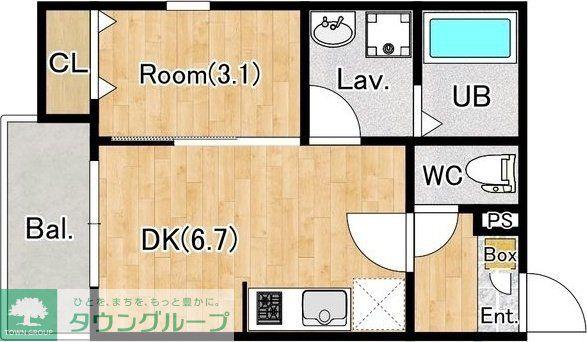 ジーメゾン狭山祇園(1DK/1階)の間取り写真