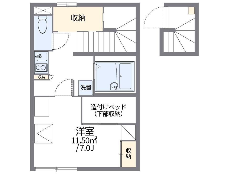 レオパレスフラッツイン(1K/2階)の間取り写真