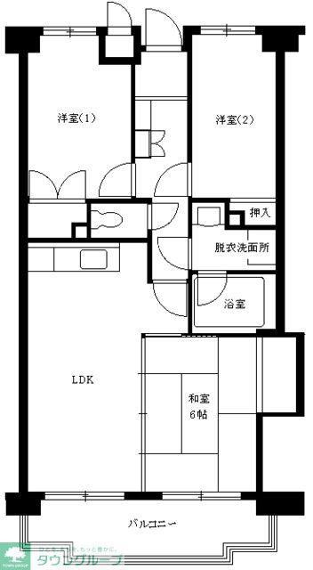 ロイヤルシティ四番館(3LDK/2階)の間取り写真