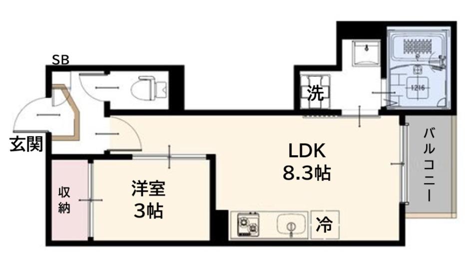 REGALEST S台原(1LDK/2階)の間取り写真