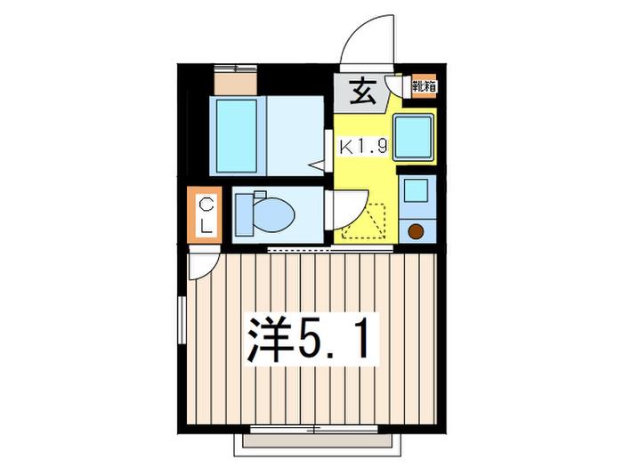 G・Aヒルズ西横浜(1K/1階)の間取り写真