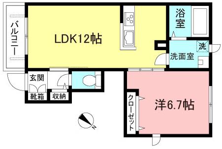 アビランス(1LDK/1階)の間取り写真