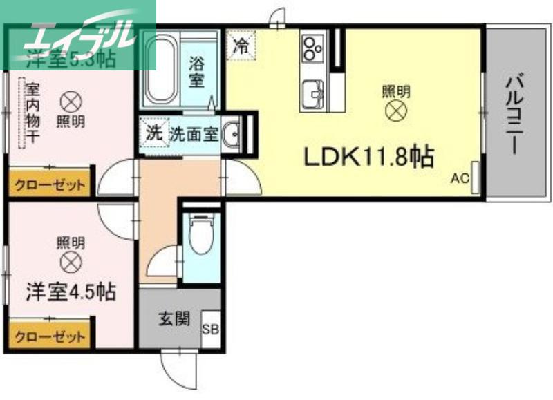 ラ フィオーレ(2LDK/3階)の間取り写真