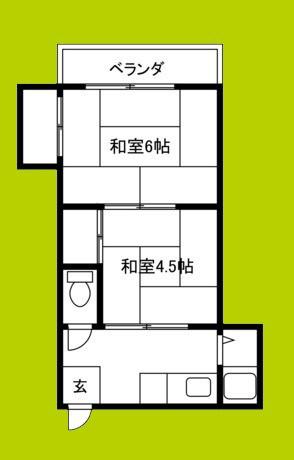 玉出エキスポマンション(2DK/6階)の間取り写真