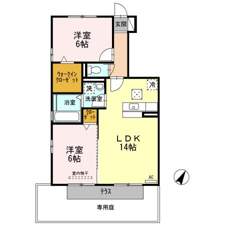 グランドフォレスト(2LDK/1階)の間取り写真