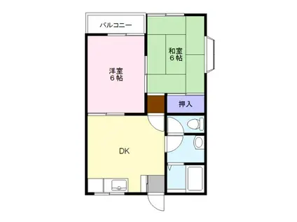 シルクコート(2DK/2階)の間取り写真