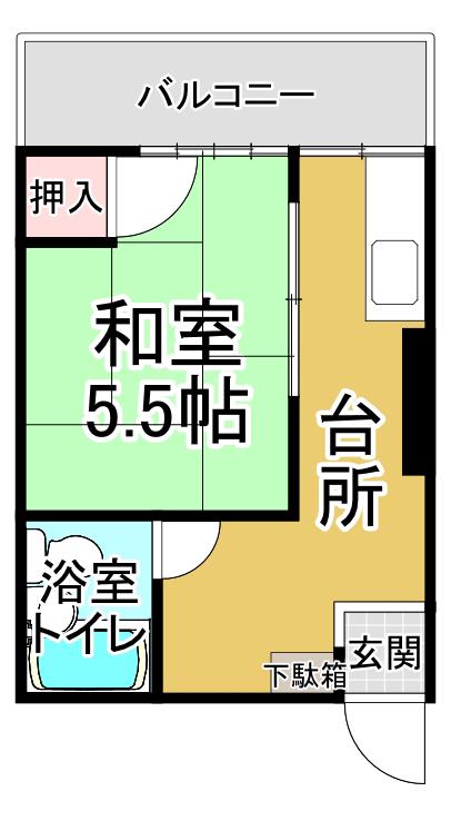 第1今井ビル(1DK/4階)の間取り写真