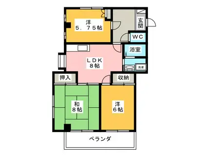 アイディル八坂(3DK/3階)の間取り写真