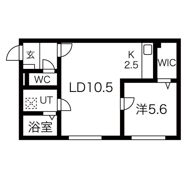 富丘ベース(1LDK/1階)の間取り写真