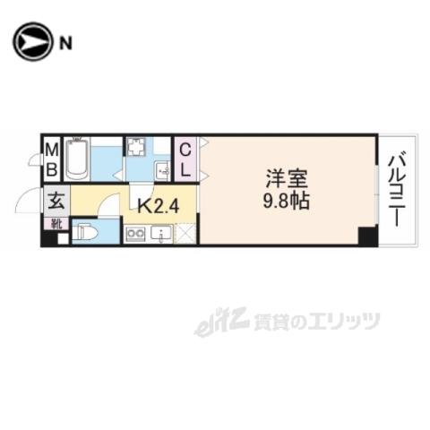 TOYOTOMIARII2BLD.NO7(1K/2階)の間取り写真