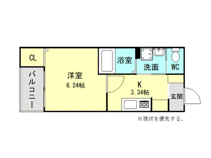 CHALEUR春日 (1K/2階)の間取り写真