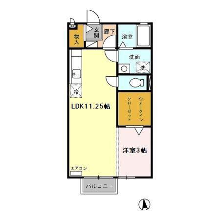 パレスレイト(1LDK/2階)の間取り写真