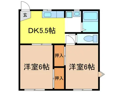 フレグランスファインE(2DK/1階)の間取り写真