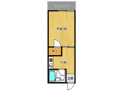 ハイツ八幡(1K/3階)の間取り写真