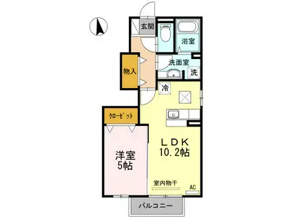 ベルジュネスK(1LDK/1階)の間取り写真