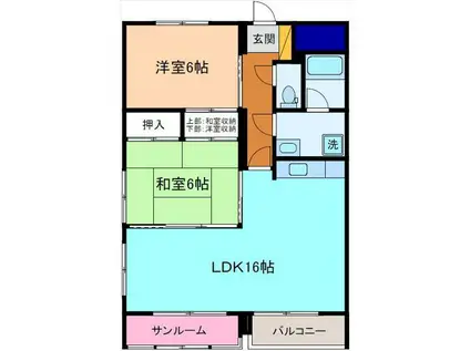 レジデンスK1(2LDK/2階)の間取り写真