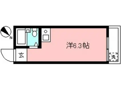 エムズ向ヶ丘B棟(ワンルーム/1階)の間取り写真