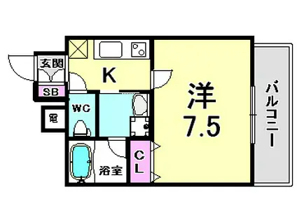 アドバンス神戸アルティス(1K/2階)の間取り写真