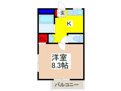 カルチェ・ラタン(1K/1階)の間取り写真