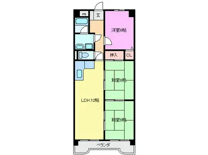 グランメール勝田(3LDK/6階)の間取り写真