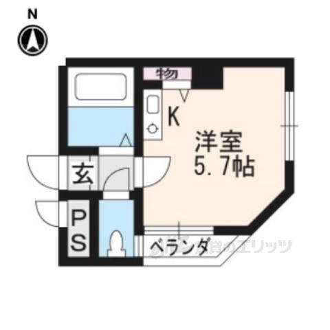 ロイヤル紫野(ワンルーム/3階)の間取り写真
