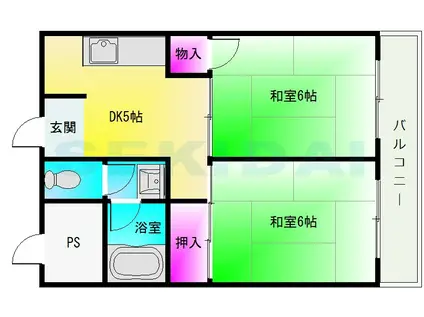 トーエー第2マンション(2DK/4階)の間取り写真