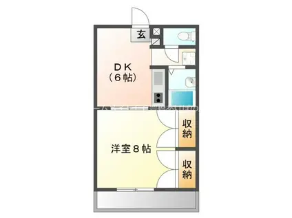 PINE WELL駅前 B棟(1DK/3階)の間取り写真