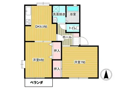 コーポ・ボナールA(2DK/1階)の間取り写真