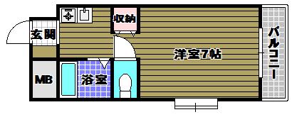 ロアール尾崎(1K/1階)の間取り写真