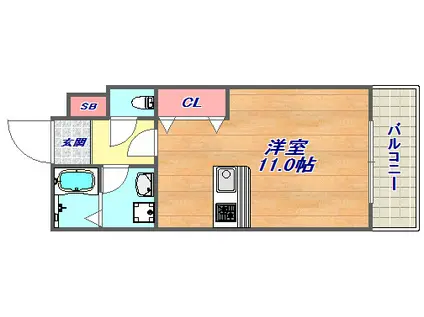 セジュール六甲道(ワンルーム/3階)の間取り写真