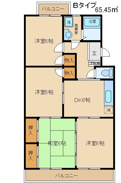 朋友レジデンス(4DK/1階)の間取り写真