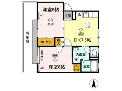 シンフォニー12(2DK/1階)の間取り写真