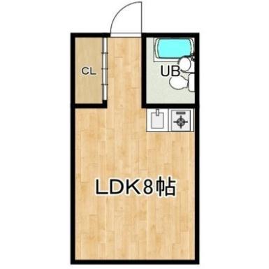 フラットフォーレスト本通Ⅱ(ワンルーム/2階)の間取り写真