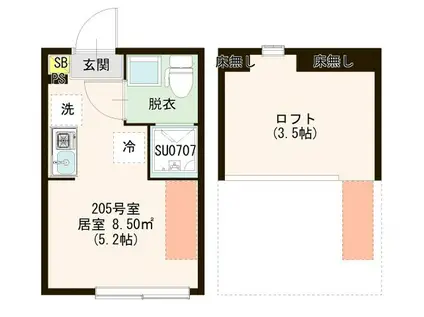 HALEOLI AOTO(ワンルーム/2階)の間取り写真