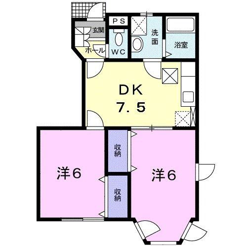 クレストール彩(2DK/1階)の間取り写真