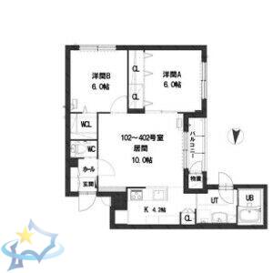 グランメール シャルム山鼻17(2LDK/3階)の間取り写真
