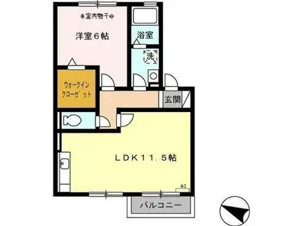 エトワール(1LDK/2階)の間取り写真